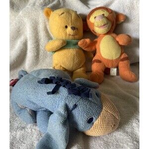 Vtg 2001 Fisher Price Baby Rattle Winnie The Pooh, Tigger & Eeyore Plush